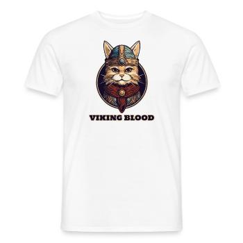 Chat viking avec casque viking et sang viking - T-shirt homme - blanc - Devant - AI Model Male 178 dark (178cm)