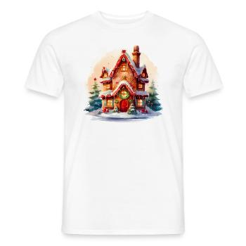 Maison en pain d’épice aquarelle - T-shirt homme - blanc - Devant - AI Model Male 178 dark (178cm)