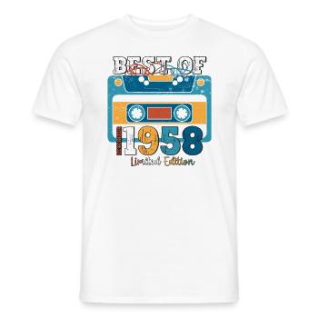65th Birthday December Vintage 1958 Cassette Tape - Men's T-Shirt - white - Front - AI Model Male 178 dark (178cm)
