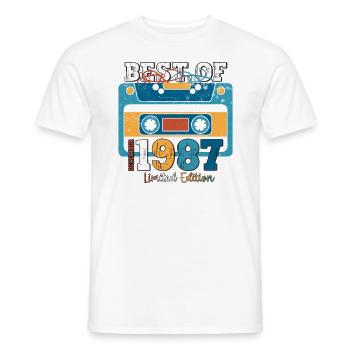 36e anniversaire décembre Vintage 1987 cassette - T-shirt homme - blanc - Devant - AI Model Male 178 dark (178cm)