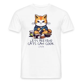 Sushi chat cuisinier, faisons semblant de chats - T-shirt homme - blanc - Devant - AI Model Male 178 dark (178cm)