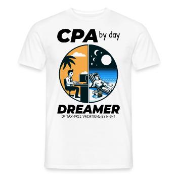 CPA Daydreams: Balancing Work and Bliss in Split - Men's T-Shirt - white - Front - AI Model Male 178 dark (178cm)