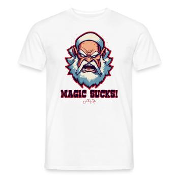 La magie, c’est ennuyeux : le vieux grand-père magicien - T-shirt homme - blanc - Devant - AI Model Male 178 dark (178cm)