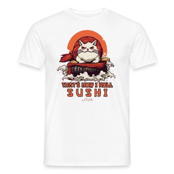 C’est comme ça que je roule, chat sushi - T-shirt homme - blanc - Devant - AI Model Male 178 dark (178cm)