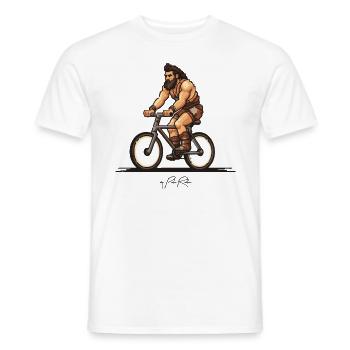 Pixel Design Caveman Barbarian Mountain Bike - Men's T-Shirt - white - Front - AI Model Male 178 dark (178cm)
