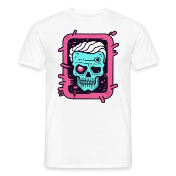 Pop Color Art: Playful Old Skull - Men's T-Shirt - white - Front - AI Model Male 178 dark (178cm)
