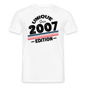 Unique depuis 2007 Edition Anniversaire Millésime 2007 - T-shirt homme - blanc - Devant - AI Model Male 178 dark (178cm)