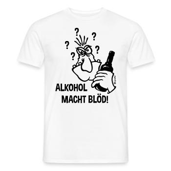 Alkohol Macht Blöd! (Karikatur / 1C) - Männer T-Shirt - Weiß - Vorne - AI Model Male 178 dark (178cm)