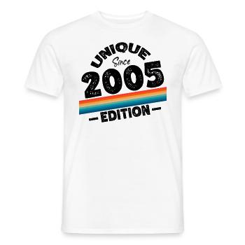 Unique depuis 2005 Edition Anniversaire Millésime 2005 - T-shirt homme - blanc - Devant - AI Model Male 178 dark (178cm)