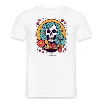 Vegetarian Hippie Skull Skull - Men's T-Shirt - white - Front - AI Model Male 178 dark (178cm)