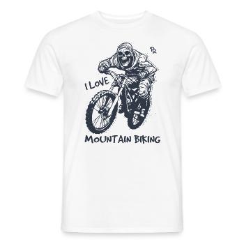 Cycling skeleton, I love mountain biking - Men's T-Shirt - white - Front - AI Model Male 178 dark (178cm)