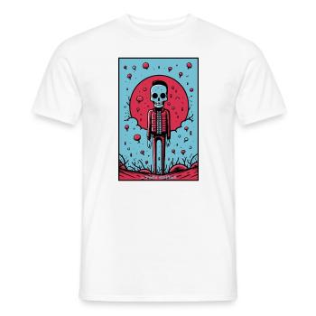 Fashionable skeleton in a desolate landscape - Men's T-Shirt - white - Front - AI Model Male 178 dark (178cm)