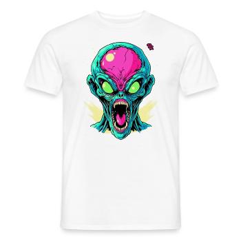 Pink Green Angry Cool Alien - Men's T-Shirt - white - Front - AI Model Male 178 dark (178cm)