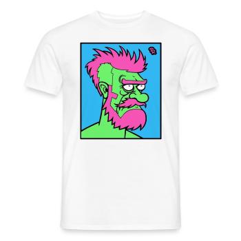 Male Cartoon Man - Men's T-Shirt - white - Front - AI Model Male 178 dark (178cm)