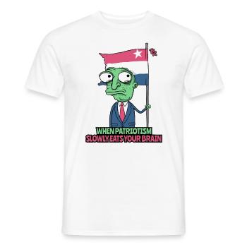 Too much patriotism eats brains, zombie patriot - Men's T-Shirt - white - Front - AI Model Male 178 dark (178cm)