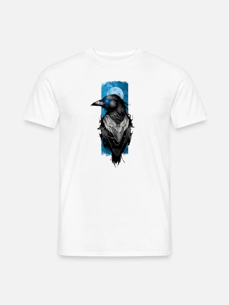 Mondbote: Rabe in der Mondnacht - Männer T-Shirt - Weiß