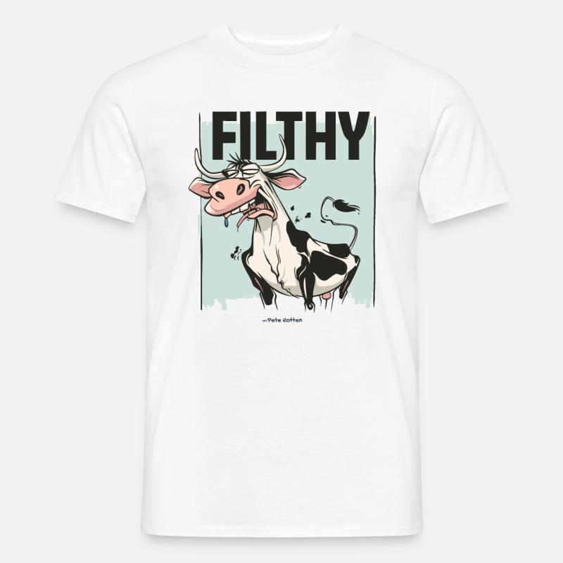 Angeekelte Kuh, dreckig und schmuddelig - Männer T-Shirt - Weiß