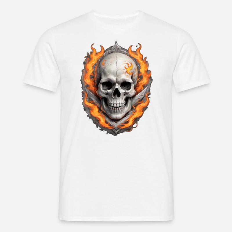 Flammender Schädel - Männer T-Shirt - Weiß