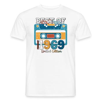 55e anniversaire Cassette février Vintage 1969 - T-shirt homme - blanc - Devant - AI Model Male 178 dark (178cm)