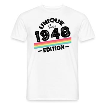 Unique Since 1948 Edition Birthday Vintage 1948 - Men's T-Shirt - white - Front - AI Model Male 178 dark (178cm)