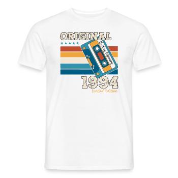 30e anniversaire mari février Vintage 1994 Cassette - T-shirt homme - blanc - Devant - AI Model Male 178 dark (178cm)