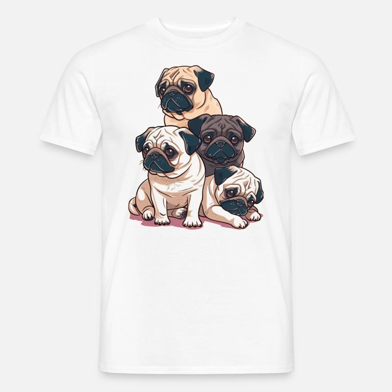Mops Stapel - Männer T-Shirt - Weiß