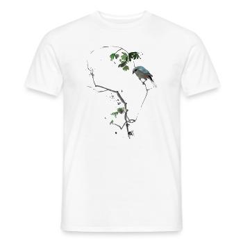 Japanese bird on tree branch - Men's T-Shirt - white - Front - AI Model Male 178 dark (178cm)