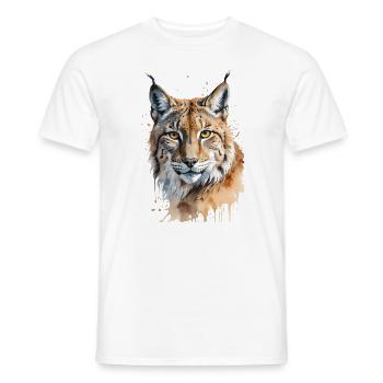 Majestic Lynx Watercolor - Men's T-Shirt - white - Front - AI Model Male 178 dark (178cm)