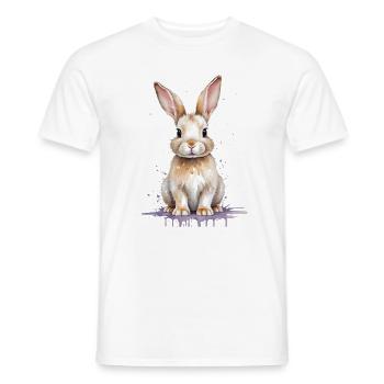 Aquarelle de lapin - Un bon moment de saut - T-shirt homme - blanc - Devant - AI Model Male 178 dark (178cm)