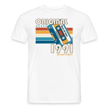 33. Geburtstag Kassette Juni 1991 Jahrgang 1991 - Männer T-Shirt - Weiß - Vorne - AI Model Male 178 dark (178cm)