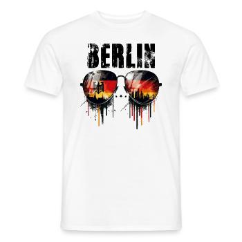 Berlin Sunglasses Design with German Flag - Men's T-Shirt - white - Front - AI Model Male 178 dark (178cm)