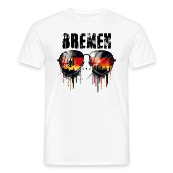 Bremen Sunglasses Design with German Flag - Men's T-Shirt - white - Front - AI Model Male 178 dark (178cm)