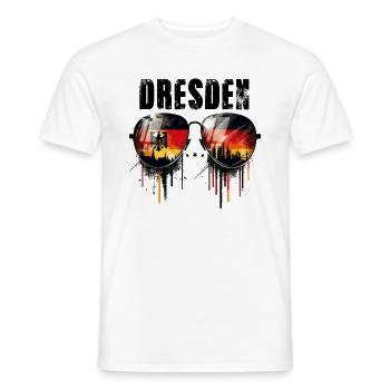 Dresden Sunglasses Design with German Flag - Men's T-Shirt - white - Front - AI Model Male 178 dark (178cm)