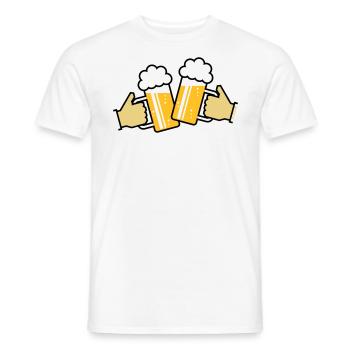 Toasting Beer Steins With Hand! (Ale / Cheers 3C) - Men's T-Shirt - white - Front - AI Model Male 178 dark (178cm)