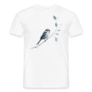 Moineau sur branche - T-shirt homme - blanc - Devant - AI Model Male 178 dark (178cm)