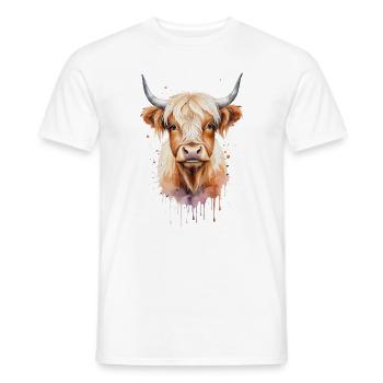 Highland Cow Aquarell Kunst - rustikal und charmant - Männer T-Shirt - Weiß - Vorne - AI Model Male 178 dark (178cm)