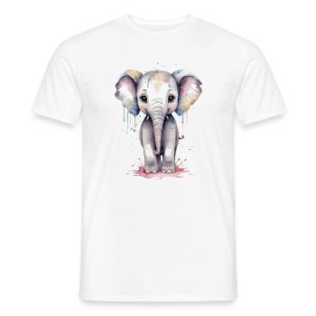 Éléphant Kawaii Aquarelle - Adorable Bébé Elephan - T-shirt homme - blanc - Devant - AI Model Male 178 dark (178cm)