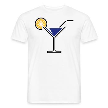 Cocktail Glass / Martini Glass + (Blue) - Men's T-Shirt - white - Front - AI Model Male 178 dark (178cm)