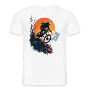 Downhill Mountain Bike - Men's T-Shirt - white - Front - AI Model Male 178 dark (178cm)