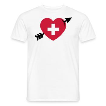 Herz Mit Schweizerkreuz Und Pfeil (Schweiz / 2C) - Männer T-Shirt - Weiß - Vorne - AI Model Male 178 dark (178cm)