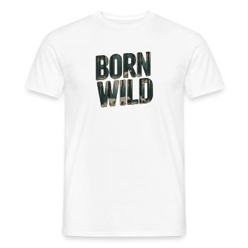 Born Wild: Nature-Inspired Typography - Men's T-Shirt - white - Front - AI Model Male 178 dark (178cm)