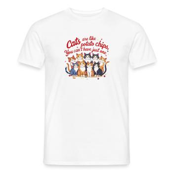 Katzen sind wie Kartoffelchips: Humorvoller Katzenliebhaber - Männer T-Shirt - Weiß - Vorne - AI Model Male 178 dark (178cm)