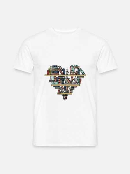 Bücher Herz Symbol Für Personen Die Gerne Lesen - Männer T-Shirt - Weiß