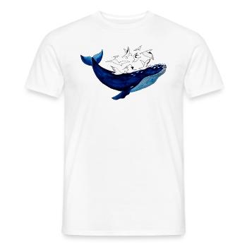 Whale and seagulls I air and water - Men's T-Shirt - white - Front - AI Model Male 178 dark (178cm)
