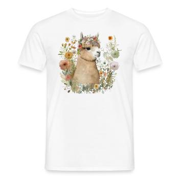Joli alpaga - T-shirt homme - blanc - Devant - AI Model Male 178 dark (178cm)