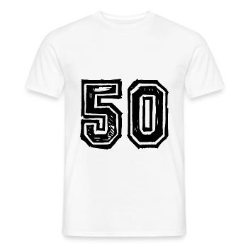 50 Nombre de maillot - T-shirt homme - blanc - Devant - AI Model Male 178 dark (178cm)