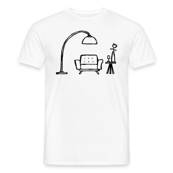 Furniture - armchair, lamp, small table - sw - Men's T-Shirt - white - Front - AI Model Male 178 dark (178cm)