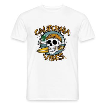 Skull - California Vibes Surfing - Männer T-Shirt - Weiß - Vorne - AI Model Male 178 dark (178cm)