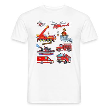 German fire engines - Vehicles of the fire brigade - Men's T-Shirt - white - Front - AI Model Male 178 dark (178cm)