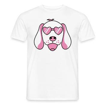 Ein lustiger Hund mit roter rose Brille Hunde - Männer T-Shirt - Weiß - Vorne - AI Model Male 178 dark (178cm)